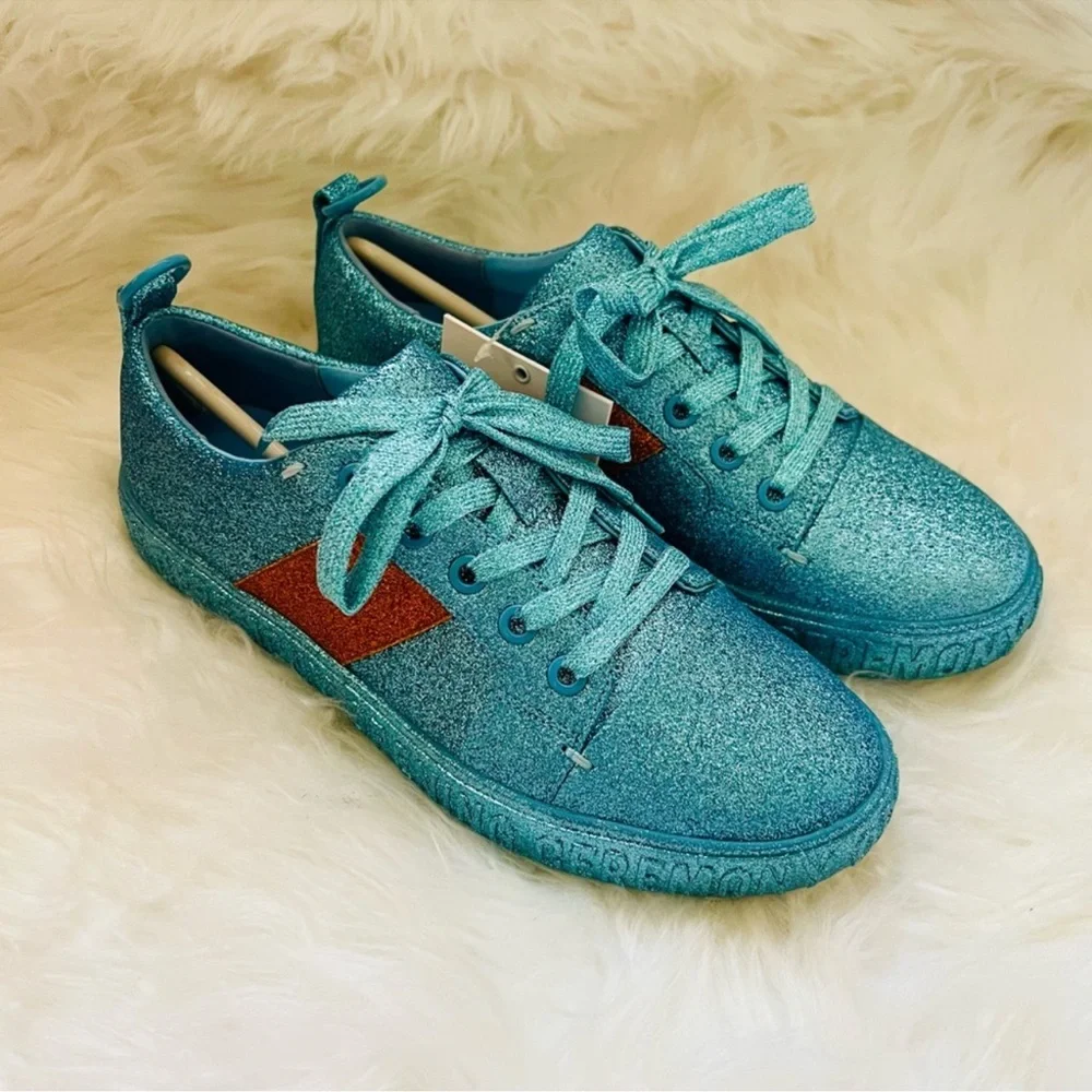 New! OPENING CEREMONY La Cienega Glitter Lace Up Platform Sneakers - Picture 11 of 16